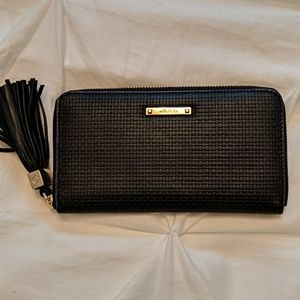 Basket weave wallet with tassel